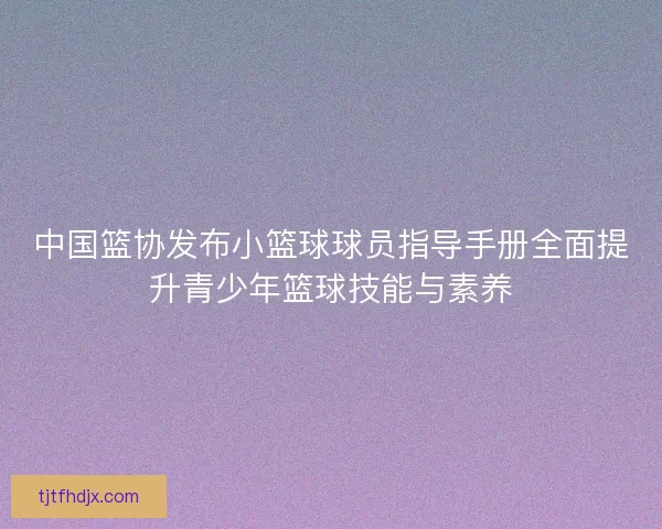 中国篮协发布小篮球球员指导手册全面提升青少年篮球技能与素养
